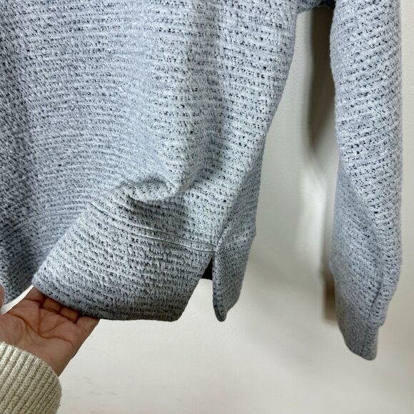 Calia Lunar Jacquard Funnel Neck Pullover Sweatshirt Womens M Gray Side Split - Picture 3 of 8